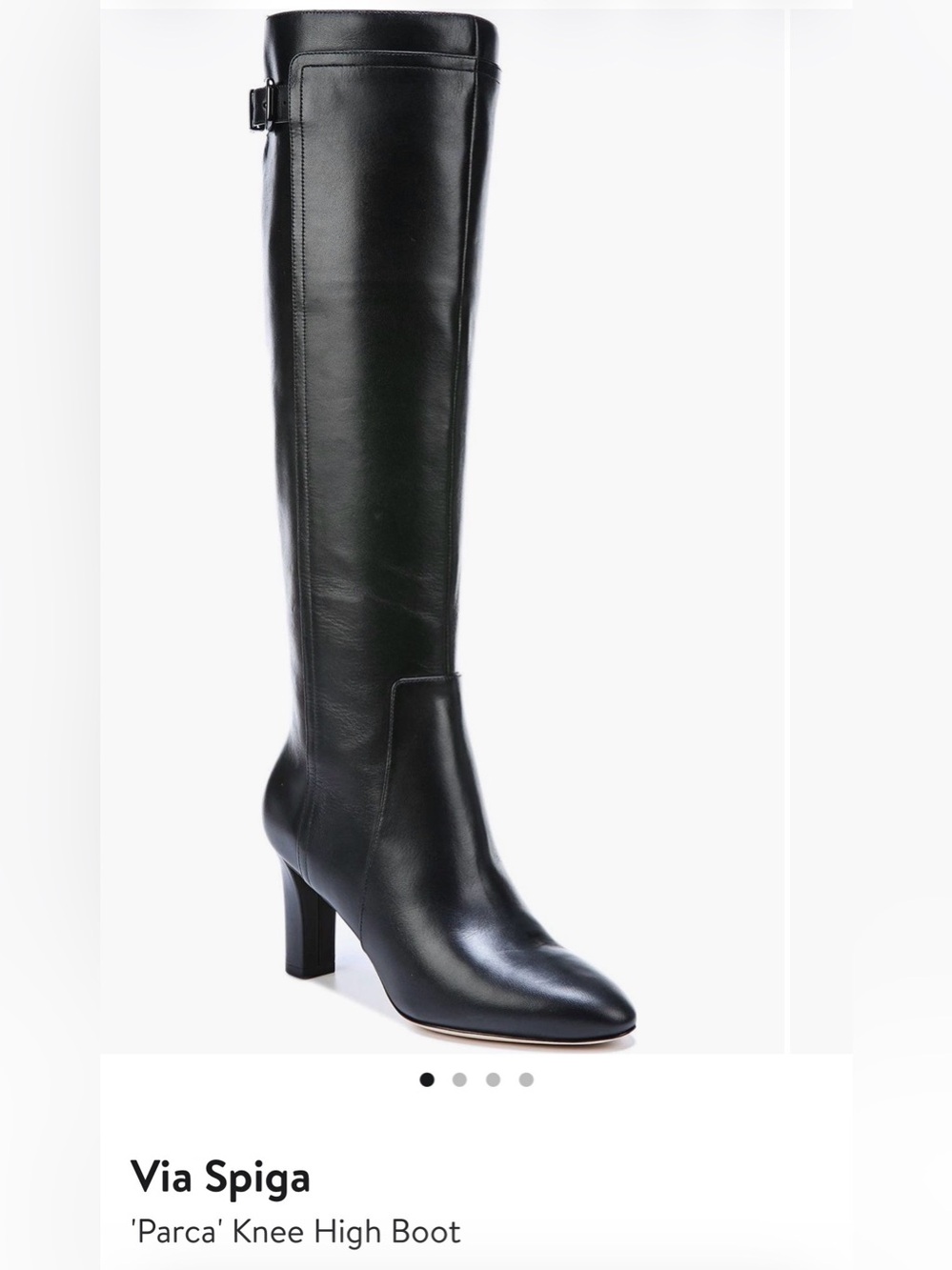 VIA SPIGA “Parca” Black Leather Knee-High Boot with Mid Heel